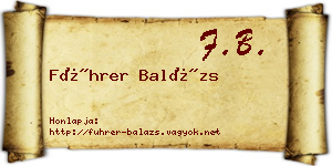 Führer Balázs névjegykártya